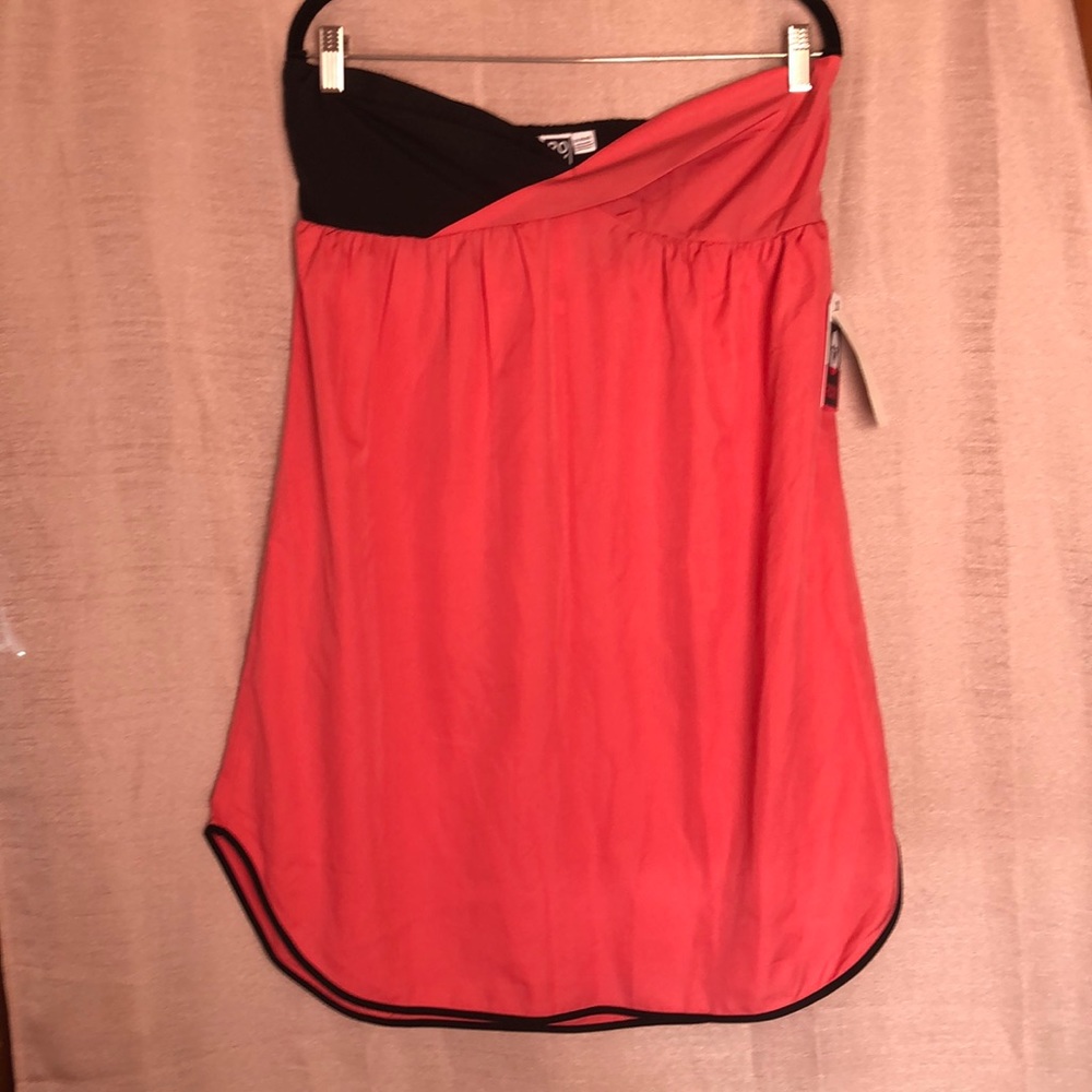 Roxy surf strapless babydoll sundress dress coral Y2K 2000s